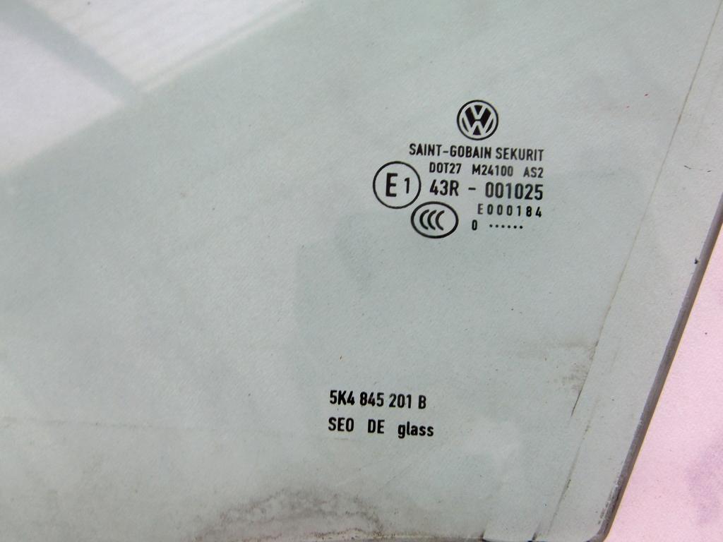 STEKLO SPREDNJIH LEVIH VRAT OEM N. 5K4845201B ORIGINAL REZERVNI DEL VOLKSWAGEN GOLF VI 5K1 517 AJ5 MK6 (2008-2012) DIESEL LETNIK 2011