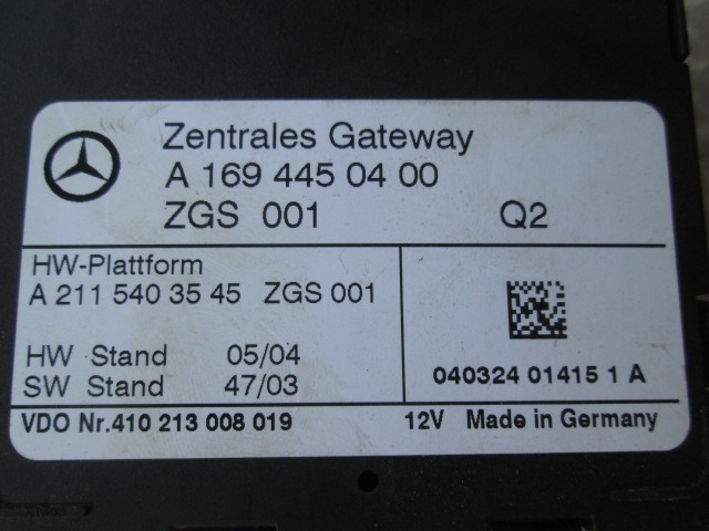 CENTRALNO ZAKLEPANJE OEM N. A1694450400 ORIGINAL REZERVNI DEL MERCEDES CLASSE A W169 5P C169 3P (2004 - 04/2008) BENZINA LETNIK 2005