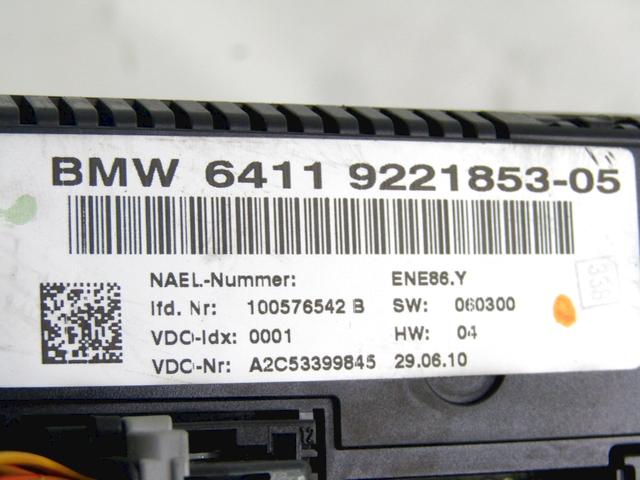 KONTROLNA ENOTA KLIMATSKE NAPRAVE / AVTOMATSKA KLIMATSKA NAPRAVA OEM N. 64119221853 ORIGINAL REZERVNI DEL BMW SERIE 1 BER/COUPE/CABRIO E81/E82/E87/E88 LCI R (2007 - 2013) DIESEL LETNIK 2010