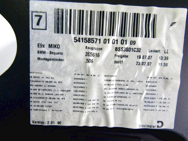 NASLON ZA ROKE/SREDINSKA KONZOLA OEM N. 51167075357 ORIGINAL REZERVNI DEL BMW SERIE 3 BER/SW/COUPE/CABRIO E90/E91/E92/E93 (2005 -2009) DIESEL LETNIK 2007