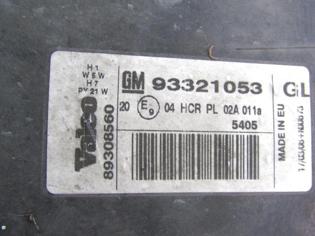 SPREDNJI DESNI ZAROMETI OEM N. 93321053 ORIGINAL REZERVNI DEL OPEL MERIVA A X03 R (2006 - 2010) DIESEL LETNIK 2006