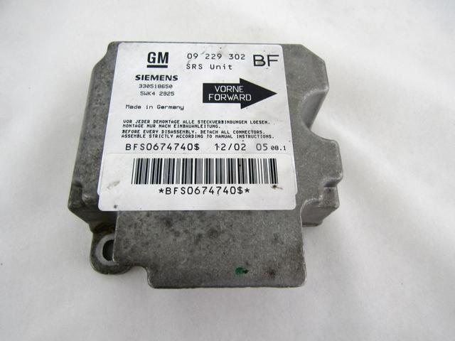 KIT AIRBAG KOMPLET OEM N. 14182 KIT AIRBAG COMPLETO ORIGINAL REZERVNI DEL OPEL ASTRA G T98 5P/3P/SW (1998 - 2003) DIESEL LETNIK 2002