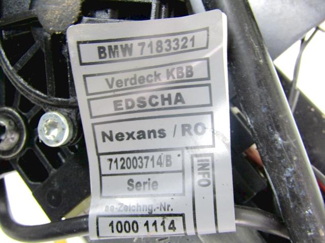 7183321 MOTORINO MECCANISMO CHIUSURA APERTURA TETTO CAPPOTTA BMW SERIE 3 320 E93 2.0 B 125KW AUT 2P (2007) RICAMBIO USATO