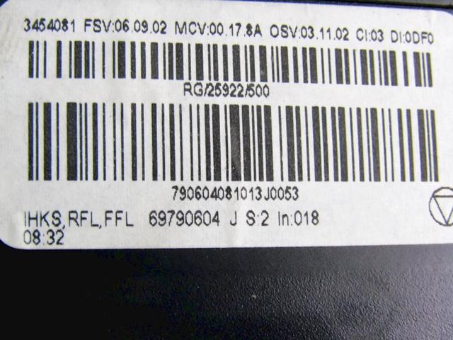 NADZOR KLIMATSKE NAPRAVE OEM N. 69790604 ORIGINAL REZERVNI DEL MINI ONE / COOPER BERLINA CABRIO R56 R57 (2007 - 2013) DIESEL LETNIK 2009