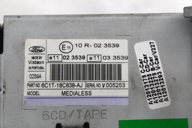 RADIO CD / OJACEVALNIK / IMETNIK HIFI OEM N. 6C1T-18C838-AJ ORIGINAL REZERVNI DEL FORD TRANSIT CONNECT/TOURNEO MK1 P65 P70 P80 (2002 - 2012) DIESEL LETNIK 2009