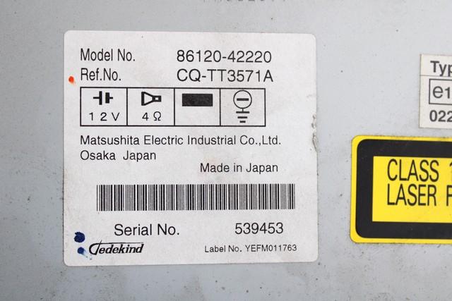 REZERVNI DELI, RADIJSKO-NAVIGACIJSKE NAPRAVE OEM N. 86120-42220 ORIGINAL REZERVNI DEL TOYOTA RAV 4 A3 MK3 (2006 - 03/2009) DIESEL LETNIK 2006