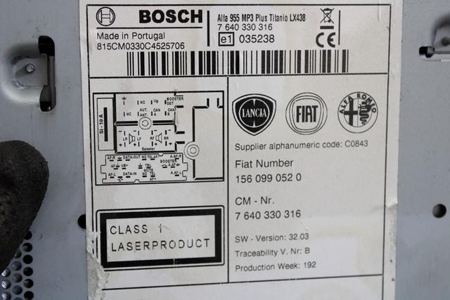 RADIO CD / OJACEVALNIK / IMETNIK HIFI OEM N. 1560990520 ORIGINAL REZERVNI DEL ALFA ROMEO MITO 955 (2008 - 2018) BENZINA LETNIK 2014