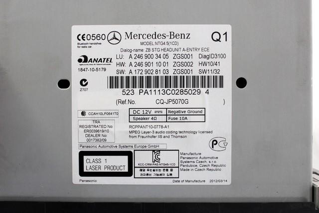 REZERVNI DELI, RADIJSKO-NAVIGACIJSKE NAPRAVE OEM N. A2469003405 ORIGINAL REZERVNI DEL MERCEDES CLASSE B W246 (2011 - 2018)DIESEL LETNIK 2012