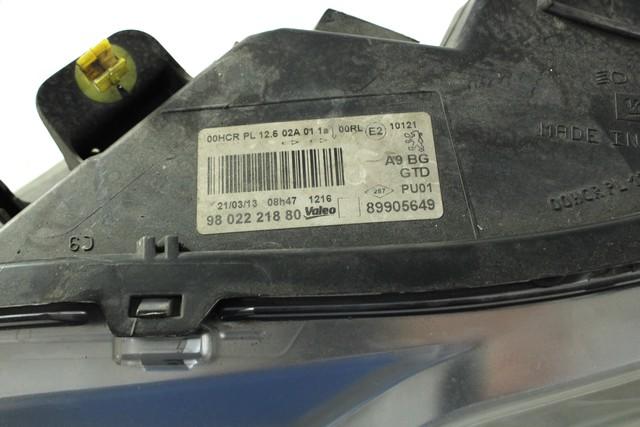 9802221880 FARO FANALE ANTERIORE SINISTRO PEUGEOT 208 1.4 D 50KW 5M 5P (2013) RICAMBIO USATO