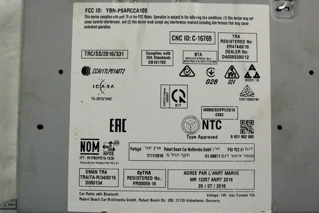 KRMILNA ENOTA RADIJSKE ENOTE OEM N. 9822729780 ORIGINAL REZERVNI DEL PEUGEOT 208 CA CC MK1 (2012 -2019) BENZINA LETNIK 2017