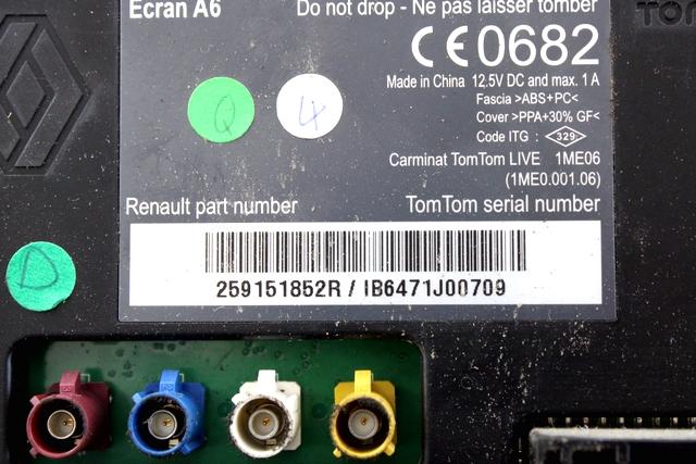 NAVIGCIJA  OEM N. 259151852R ORIGINAL REZERVNI DEL RENAULT CLIO BR0//1 CR0/1 KR0/1 MK3 R (05/2009 - 2013) DIESEL LETNIK 2012