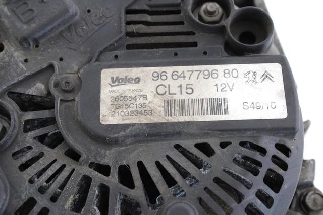 ALTERNATOR OEM N. 9664779680 ORIGINAL REZERVNI DEL PEUGEOT 207 / 207 CC R WA WC WD WK (05/2009 - 2015) DIESEL LETNIK 2010