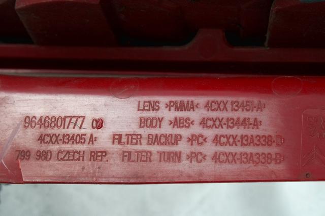 ZADNJI LEVI ZAROMET OEM N. 9646801777 ORIGINAL REZERVNI DEL CITROEN C4 MK1 / COUPE L LC (2004 - 08/2009) DIESEL LETNIK 2006