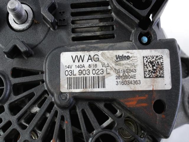 ALTERNATOR OEM N. 03L903023L ORIGINAL REZERVNI DEL VOLKSWAGEN GOLF SPORTSVAN AM1 (2014 - 2017)DIESEL LETNIK 2016