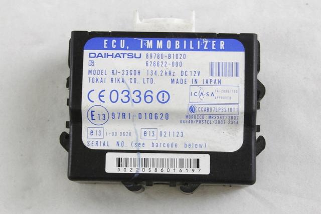 RACUNALNIK AVTOALARMA/BLOKADA MOTORJA OEM N. 89780-B1020 ORIGINAL REZERVNI DEL DAIHATSU SIRION MK2 (2005 - 08/2012)BENZINA LETNIK 2009