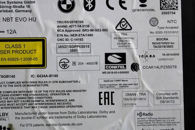 REZERVNI DELI, RADIJSKO-NAVIGACIJSKE NAPRAVE OEM N. 2505754 ORIGINAL REZERVNI DEL BMW SERIE 4 CABRIO COUPE GRAN COUPE F32/F33/F36/F82 (2013 - 2020)DIESEL LETNIK 2018