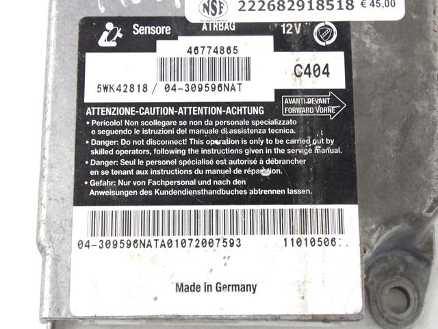 RACUNALNIK AIRBAG OEM N. 46774865 ORIGINAL REZERVNI DEL FIAT MULTIPLA 186 (1998 - 2002) BENZINA/METANO LETNIK 2001