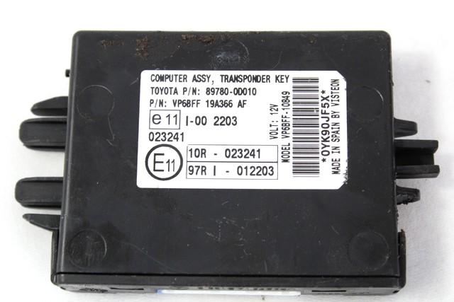 KOMPLET ODKLEPANJE IN VZIG  OEM N. 19256 KIT ACCENSIONE AVVIAMENTO ORIGINAL REZERVNI DEL TOYOTA YARIS P9 MK2 (01/2006 - 2009) BENZINA LETNIK 2007