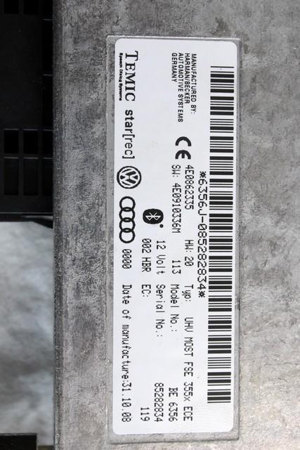 RACUNALNIK TELEFONA  OEM N. 4E0862335 ORIGINAL REZERVNI DEL AUDI A4 B8 8K2 BER/SW/CABRIO (2007 - 11/2015) DIESEL LETNIK 2008