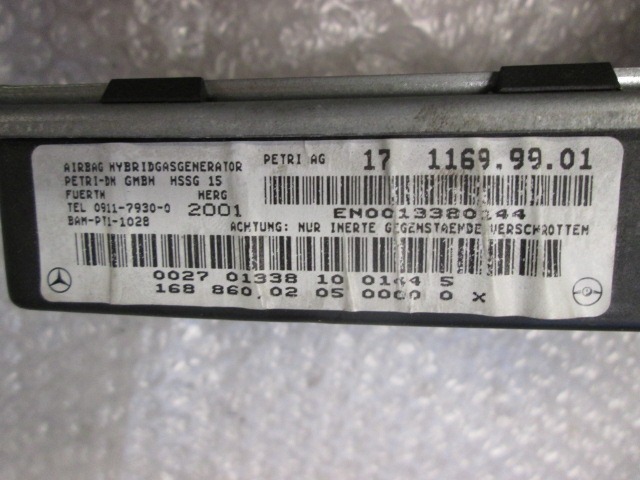 AIRBAG VRATA OEM N. 1688600205 ORIGINAL REZERVNI DEL MERCEDES CLASSE A W168 V168 R (2001 - 2005) BENZINA LETNIK 2002