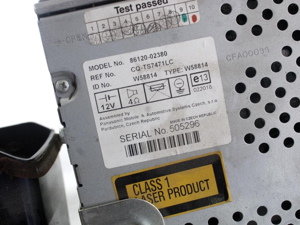 RADIO CD / OJACEVALNIK / IMETNIK HIFI OEM N. 86120-02380 ORIGINAL REZERVNI DEL TOYOTA COROLLA E12 (2000 - 2006) DIESEL LETNIK 2005