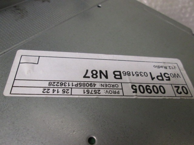 RADIO CD / OJACEVALNIK / IMETNIK HIFI OEM N. 5P01035186B ORIGINAL REZERVNI DEL SEAT ALTEA XL 5P5 (2007 - 02/2009) BENZINA/GPL LETNIK 2008