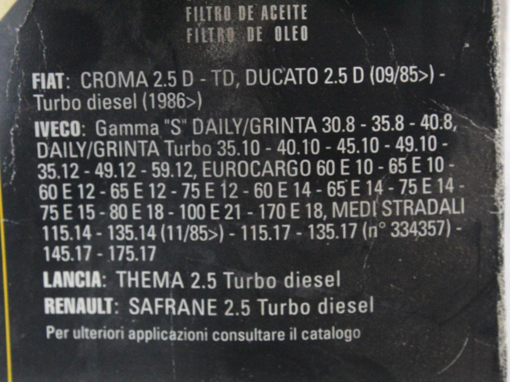 46808398 FILTRO OLIO FIAT CROMA 2.0 I.E. (1988) RICAMBIO USATO