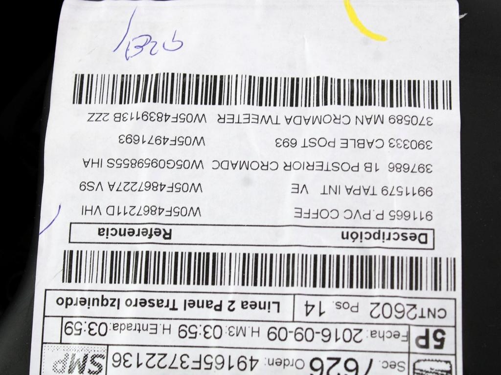 VRATNI PANEL OEM N. PNPDPSTLEON5F1MK3BR5P ORIGINAL REZERVNI DEL SEAT LEON 5F1 MK3 (2012- 2020)BENZINA LETNIK 2016