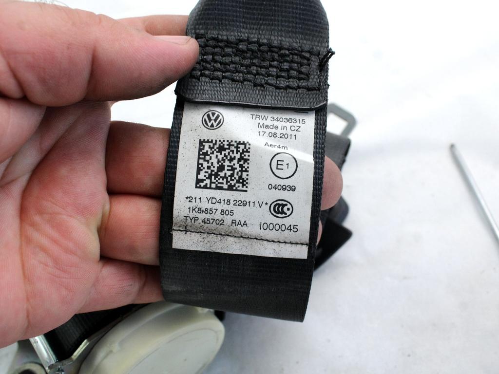 VARNOSTNI PAS OEM N. 1K8857805 ORIGINAL REZERVNI DEL VOLKSWAGEN SCIROCCO 137 138 MK3 (10/2008 - 06-2014)BENZINA LETNIK 2011