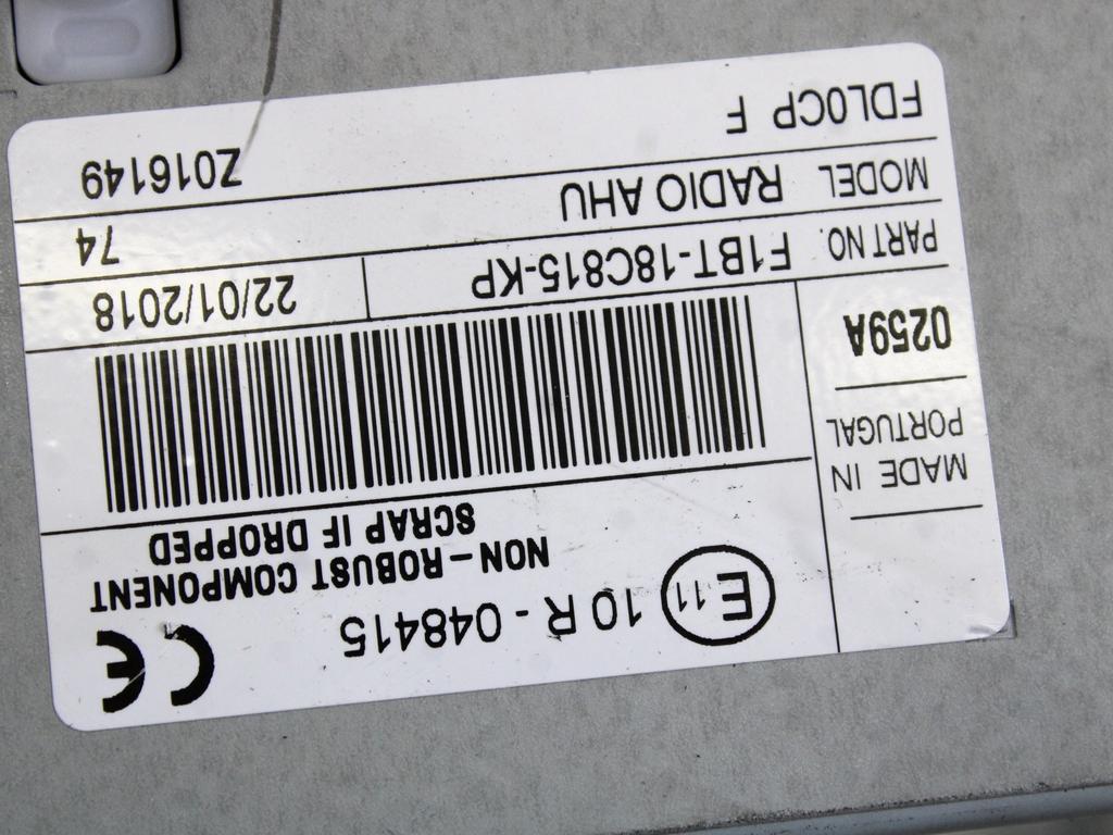 RADIO CD / OJACEVALNIK / IMETNIK HIFI OEM N. F1BT-18C815-KP ORIGINAL REZERVNI DEL FORD FOCUS MK3 R 4P/5P/SW (2014 - 2018)DIESEL LETNIK 2018