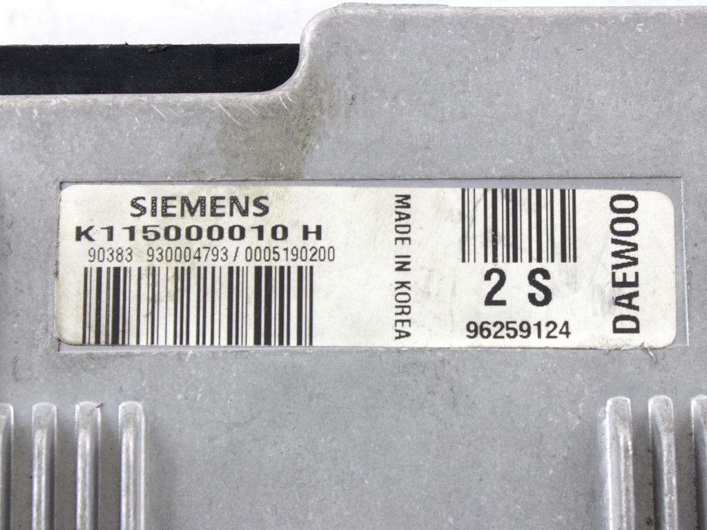 OSNOVNA KRMILNA ENOTA DDE / MODUL ZA VBRIZGAVANJE OEM N. 96259124 ORIGINAL REZERVNI DEL DAEWOO MATIZ KLYA (1998 - 2004) BENZINA LETNIK 2000