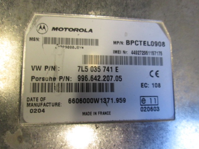 RACUNALNIK TELEFONA  OEM N. 7L5035741E ORIGINAL REZERVNI DEL PORSCHE CAYENNE 9PA MK1 (2003 -2008) BENZINA LETNIK 2004