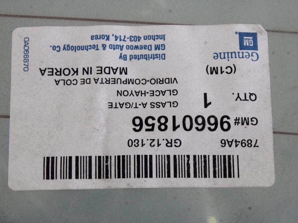 ZADNJE STELKO OEM N. 96601856 ORIGINAL REZERVNI DEL CHEVROLET MATIZ M200 (2005 - 2010) BENZINA/GPL LETNIK 2008