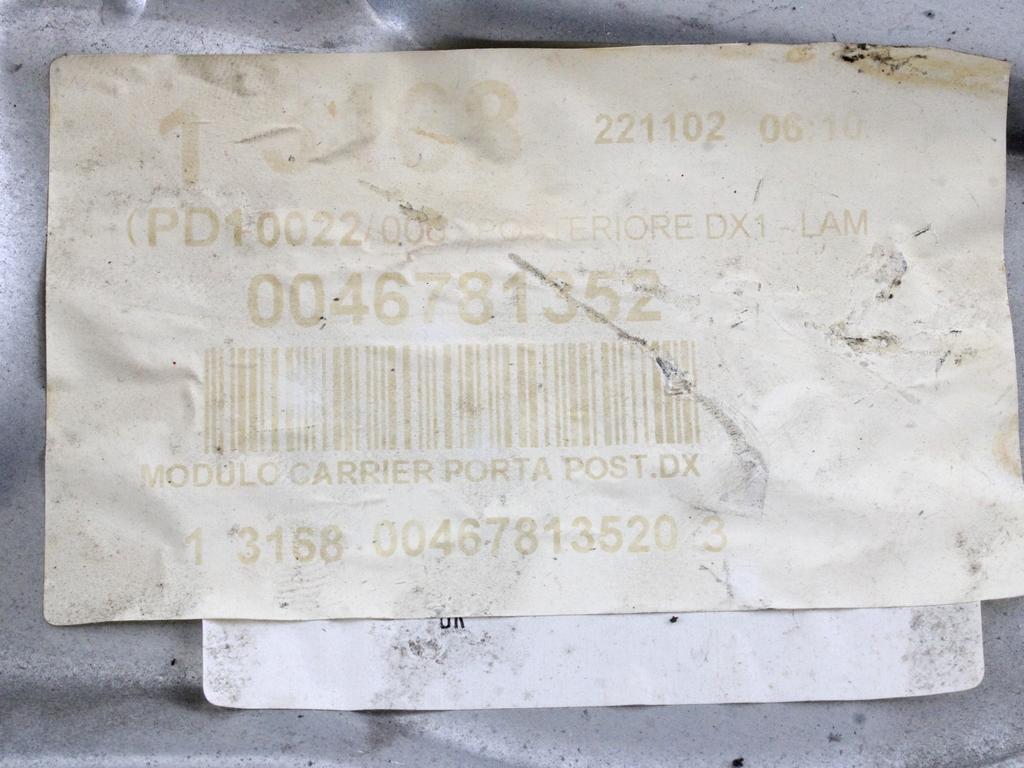 MEHANIZEM DVIGA ZADNJIH STEKEL  OEM N. 17137 SISTEMA ALZACRISTALLO PORTA POSTERIORE ELETT ORIGINAL REZERVNI DEL FIAT STILO 192 BER/SW (2001 - 2004) DIESEL LETNIK 2004