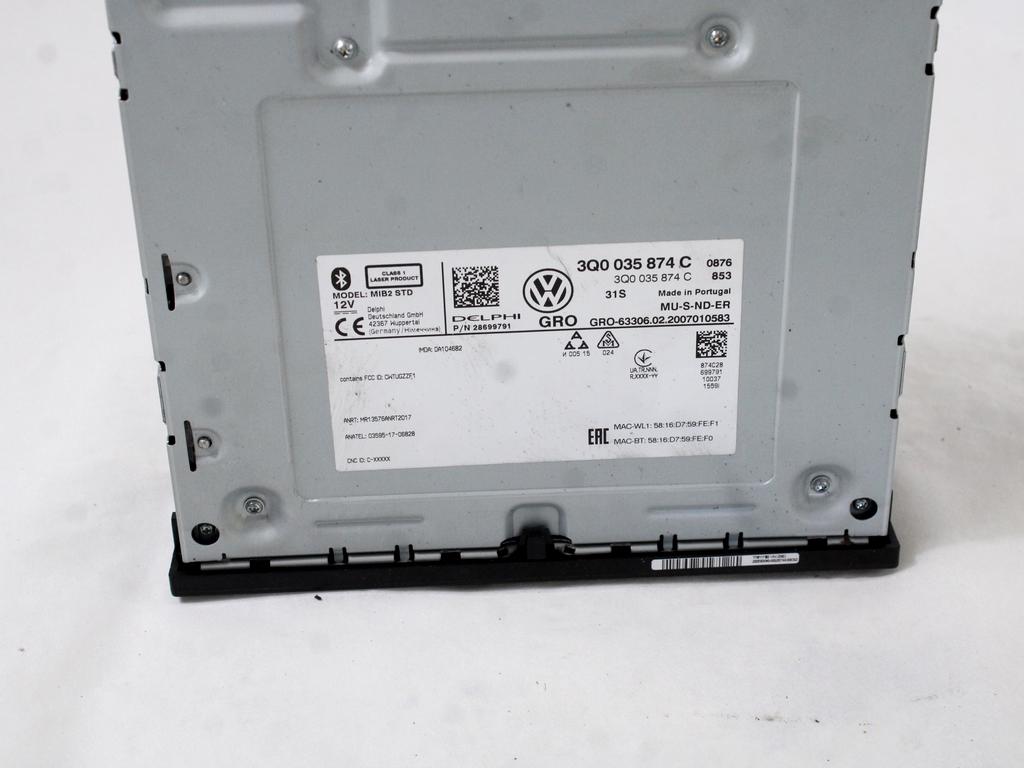 KRMILNA ENOTA NAVIGACIJSKE ENOTE OEM N. 3Q0035874C ORIGINAL REZERVNI DEL VOLKSWAGEN T-ROC A11 (DAL 2017)  DIESEL LETNIK 2020