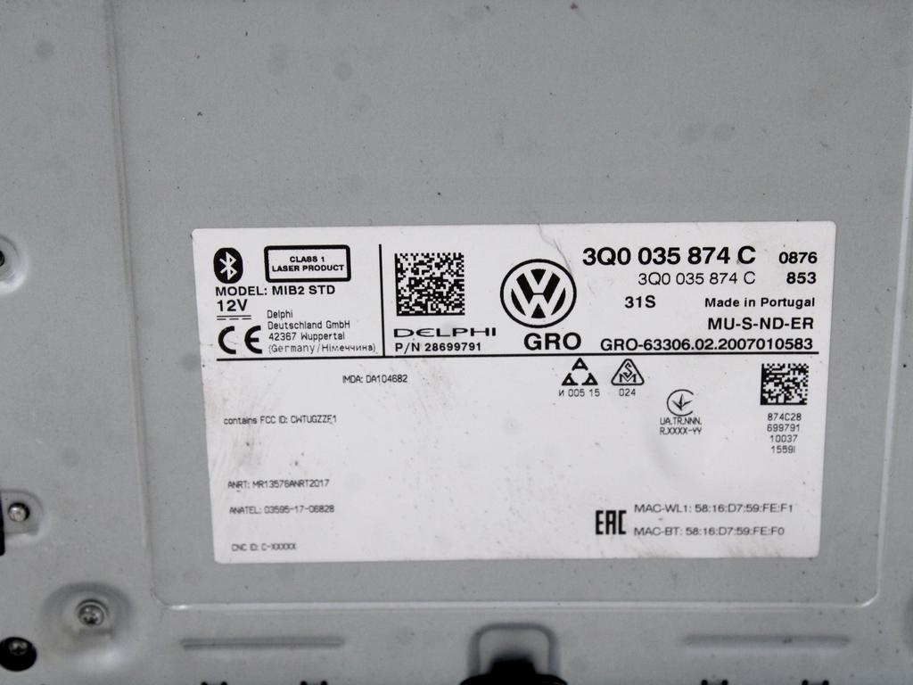 KRMILNA ENOTA NAVIGACIJSKE ENOTE OEM N. 3Q0035874C ORIGINAL REZERVNI DEL VOLKSWAGEN T-ROC A11 (DAL 2017)  DIESEL LETNIK 2020