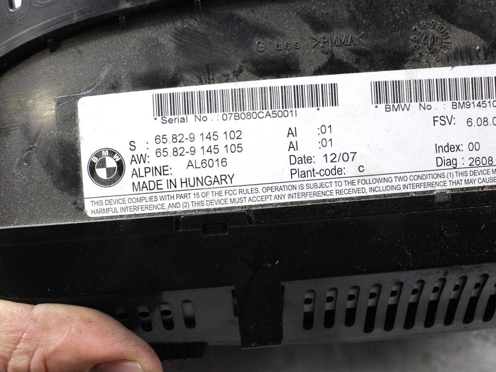 NAVIGCIJA  OEM N. 65829145102 ORIGINAL REZERVNI DEL BMW SERIE 3 BER/SW/COUPE/CABRIO E90/E91/E92/E93 (2005 -2009) DIESEL LETNIK 2007