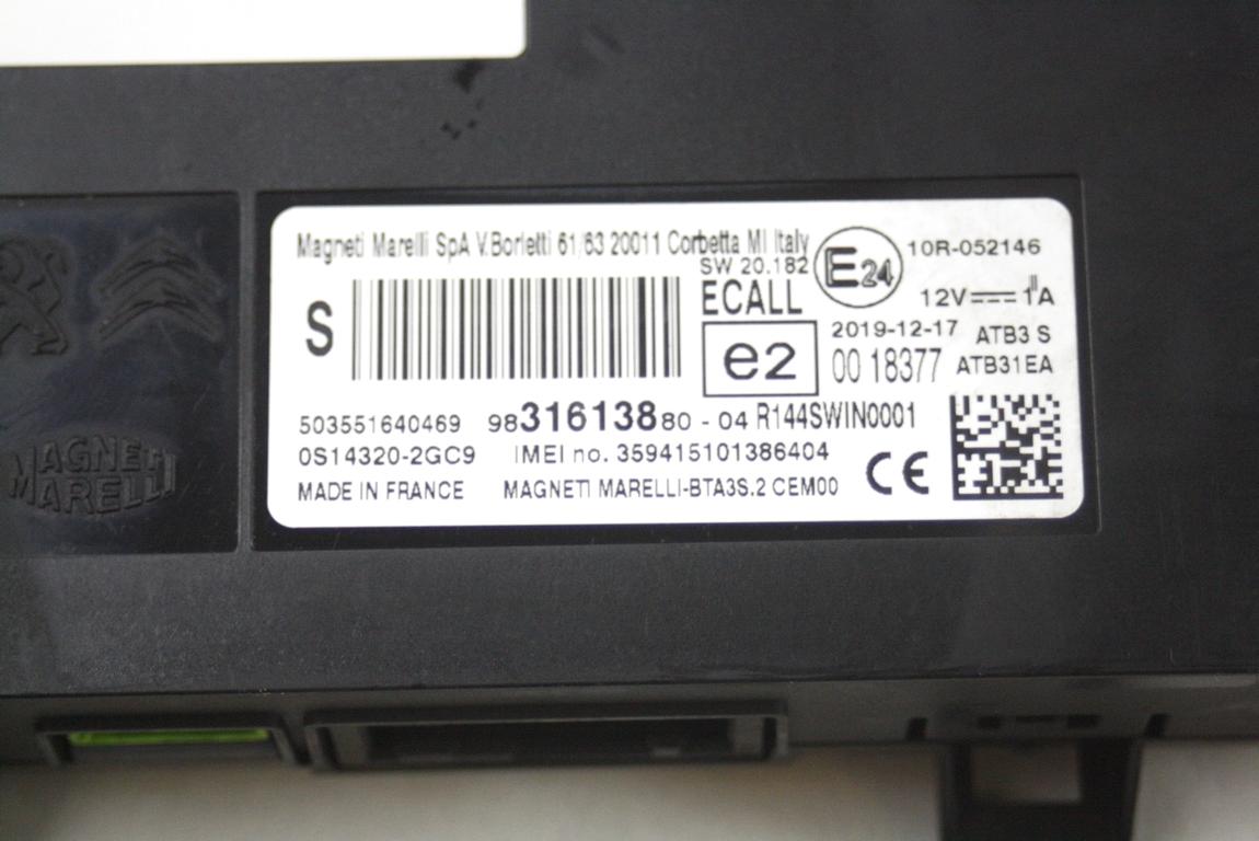 9831613880 CENTRALINA MODULO TELEFONO BLUETOOTH CITROEN C3 AIRCROSS 1.2 B 81KW 6M 5P (2020) RICAMBIO USATO