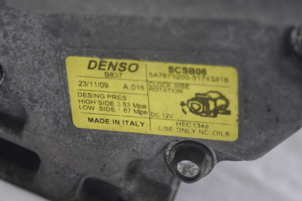 KOMPRESOR KLIME  OEM N. 517473180 ORIGINAL REZERVNI DEL LANCIA Y YPSILON 843 R (2006 - 2011) BENZINA/GPL LETNIK 2010