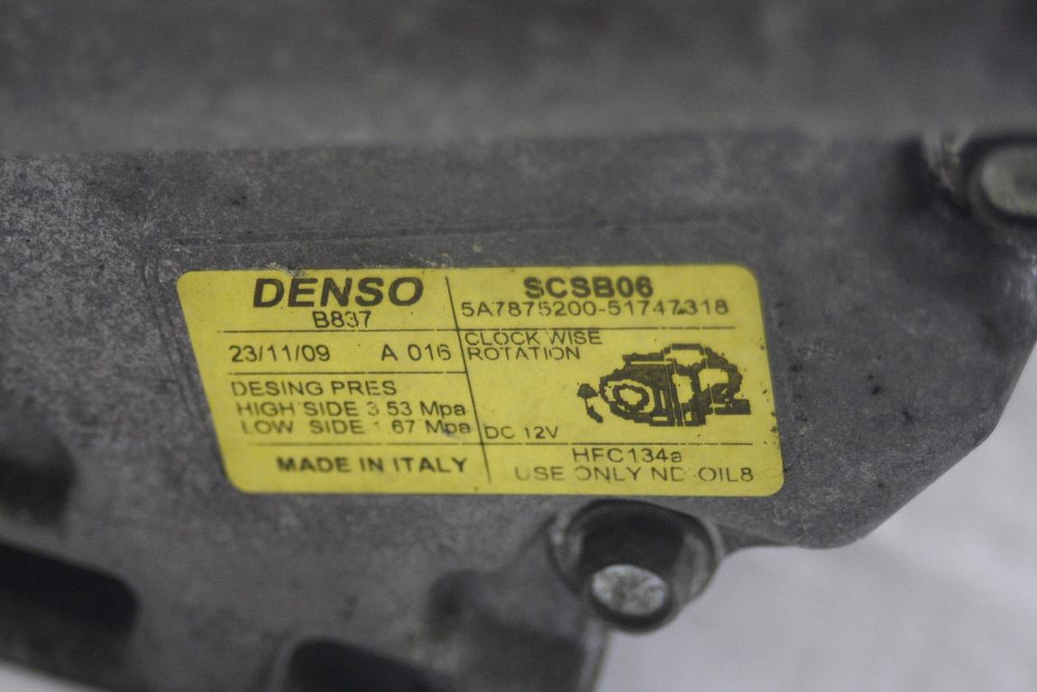KOMPRESOR KLIME  OEM N. 517473180 ORIGINAL REZERVNI DEL LANCIA Y YPSILON 843 R (2006 - 2011) BENZINA/GPL LETNIK 2010