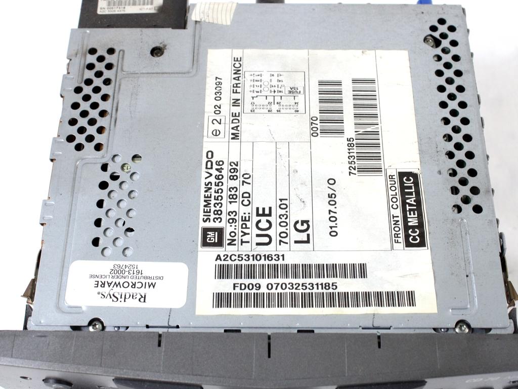 RADIO CD / OJACEVALNIK / IMETNIK HIFI OEM N. 93183892 ORIGINAL REZERVNI DEL OPEL ASTRA H A04 L48,L08,L35,L67 5P/3P/SW (2004 - 2007) DIESEL LETNIK 2005