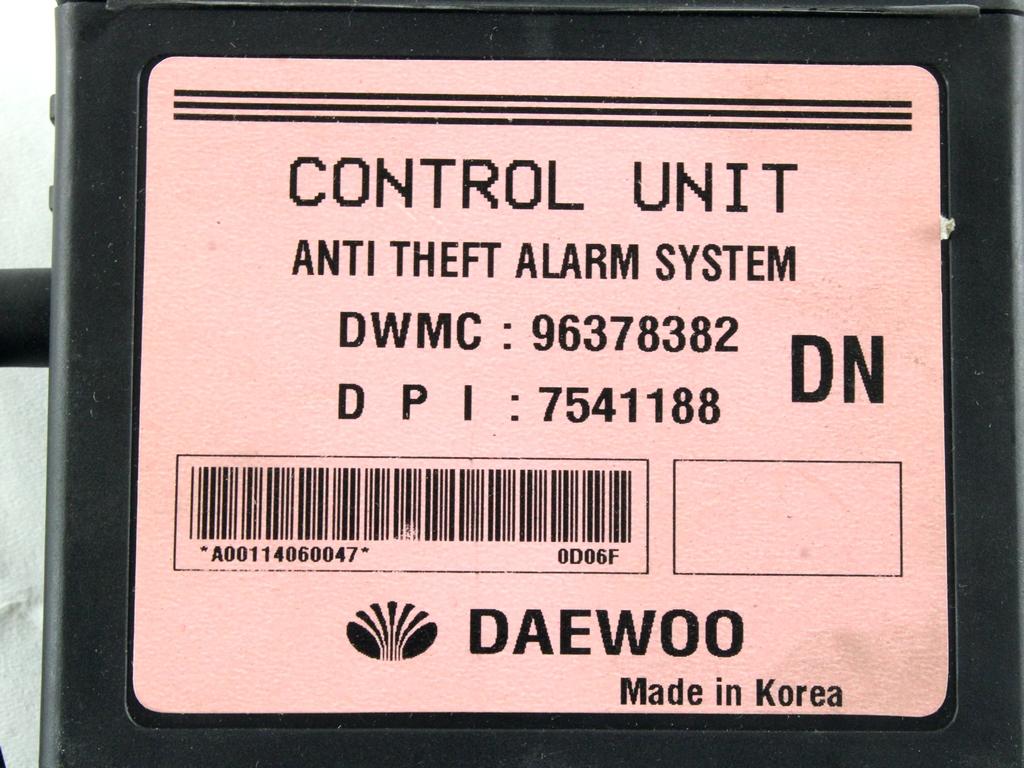 RACUNALNIK AVTOALARMA/BLOKADA MOTORJA OEM N. 96378382 ORIGINAL REZERVNI DEL DAEWOO LANOS T100 (1997 - 2002)BENZINA LETNIK 2001