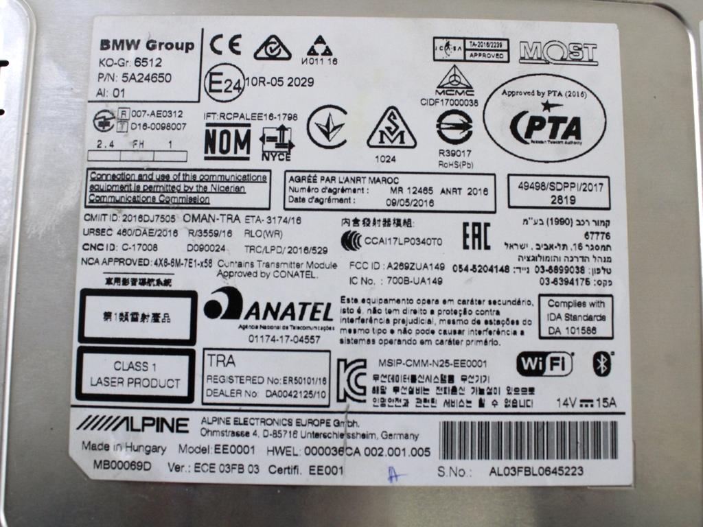 KRMILNA ENOTA RADIJSKE ENOTE OEM N. 5A24650 ORIGINAL REZERVNI DEL MINI ONE - COOPER F55 / F56 / F57 (DAL 2018)BENZINA LETNIK 2020