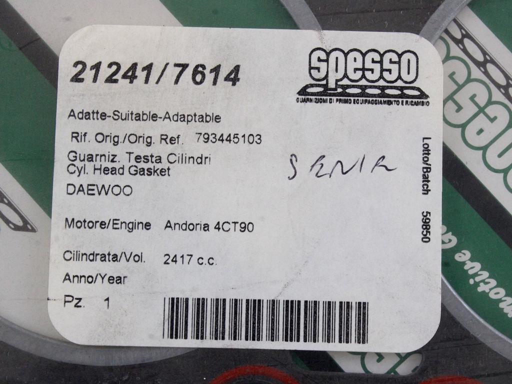 793445103 GUARNIZIONE TESTATA MOTORE SPESSO DAEWOO LUBLIN 2.4 D 66KW (2000) RICAMBIO NUOVO 21241/7614