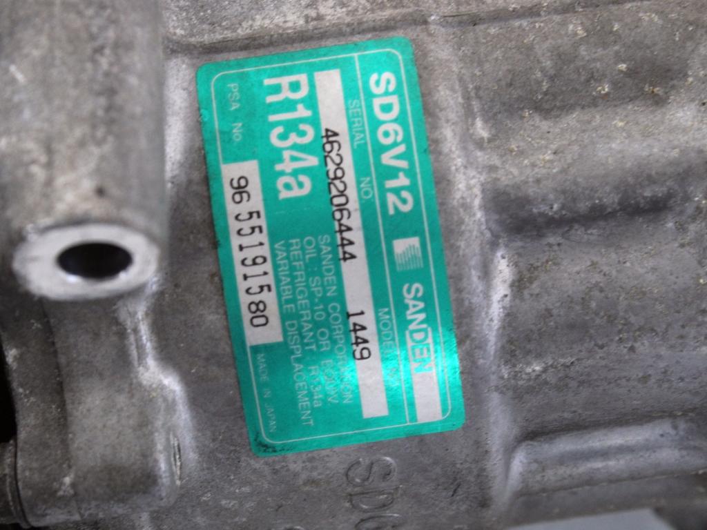 KOMPRESOR KLIME  OEM N. 9655191580 ORIGINAL REZERVNI DEL PEUGEOT 307 3A/B/C/E/H BER/SW/CABRIO (2001 - 2009) BENZINA LETNIK 2005