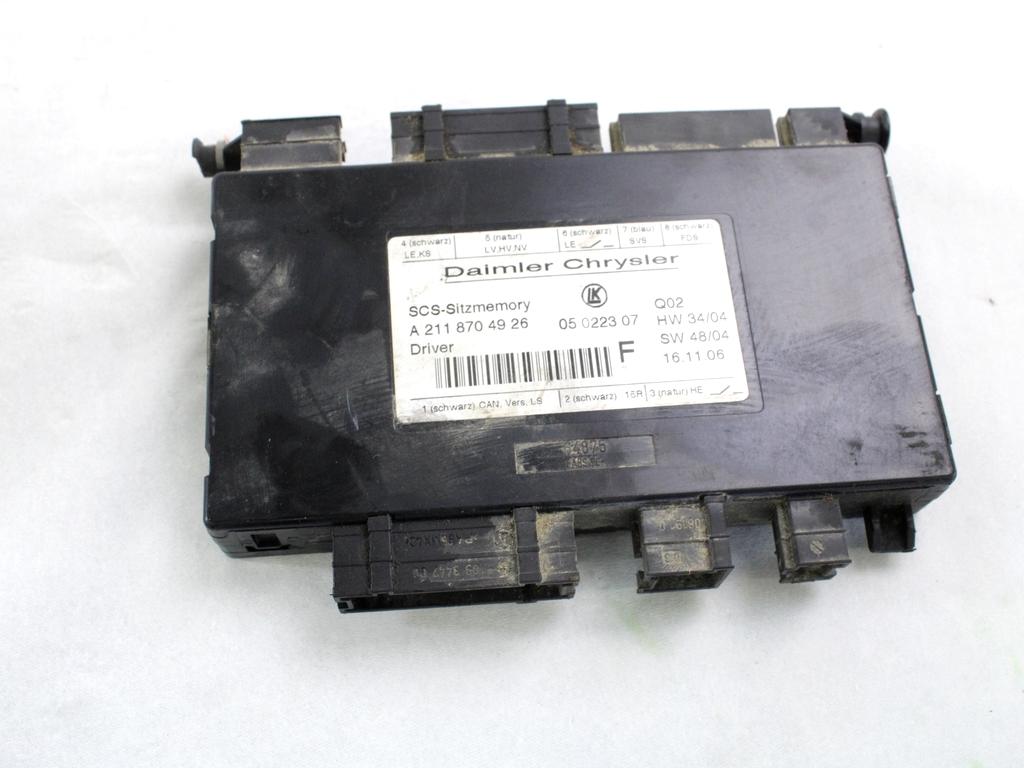 SEDEZNI MODUL OEM N. A2118704926 ORIGINAL REZERVNI DEL MERCEDES CLASSE R W251 (2005 - 2010)DIESEL LETNIK 2007