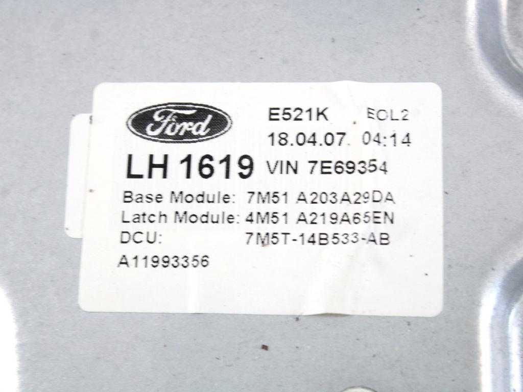 MEHANIZEM DVIGA SPREDNJIH STEKEL  OEM N. 18934 SISTEMA ALZACRISTALLO PORTA ANTERIORE ELETTR ORIGINAL REZERVNI DEL FORD FOCUS DA HCP DP MK2 BER/SW (2005 - 2008) DIESEL LETNIK 2007