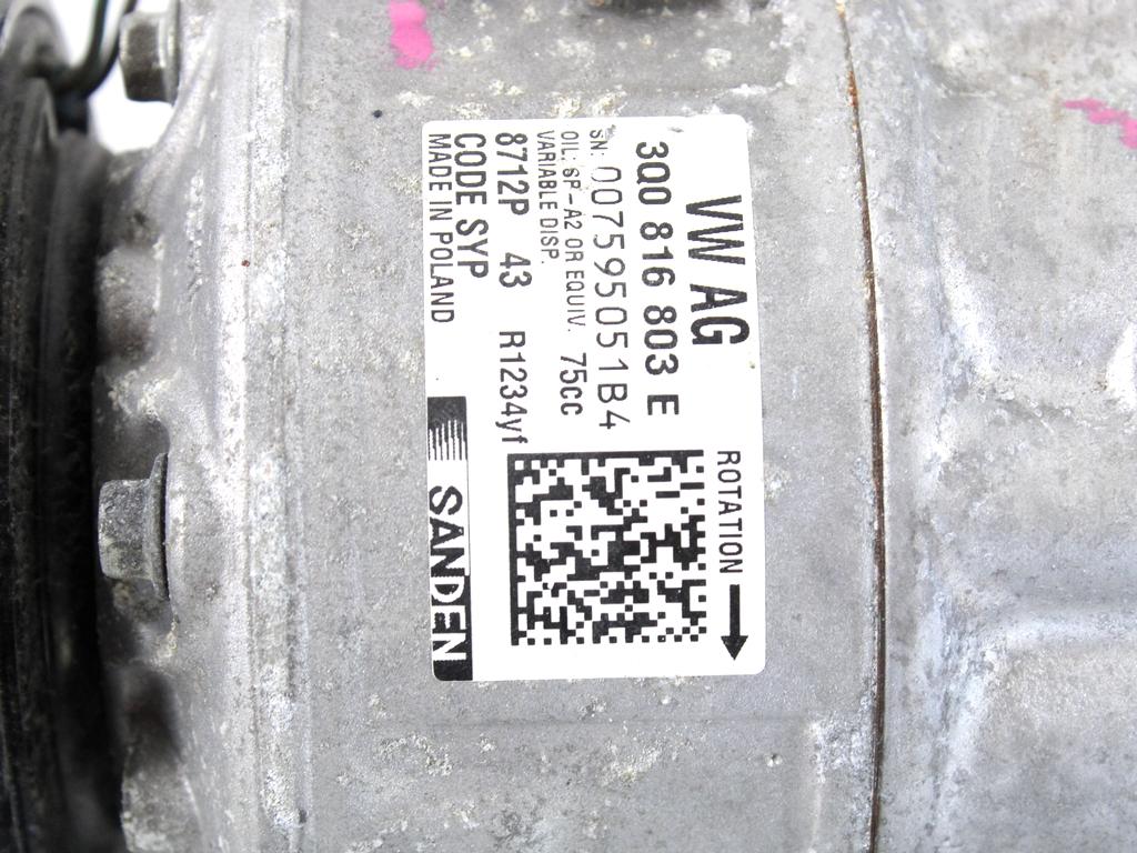KOMPRESOR KLIME  OEM N. 3Q0816803E ORIGINAL REZERVNI DEL VOLKSWAGEN POLO AW1 (DAL 2017)BENZINA/METANO LETNIK 2021