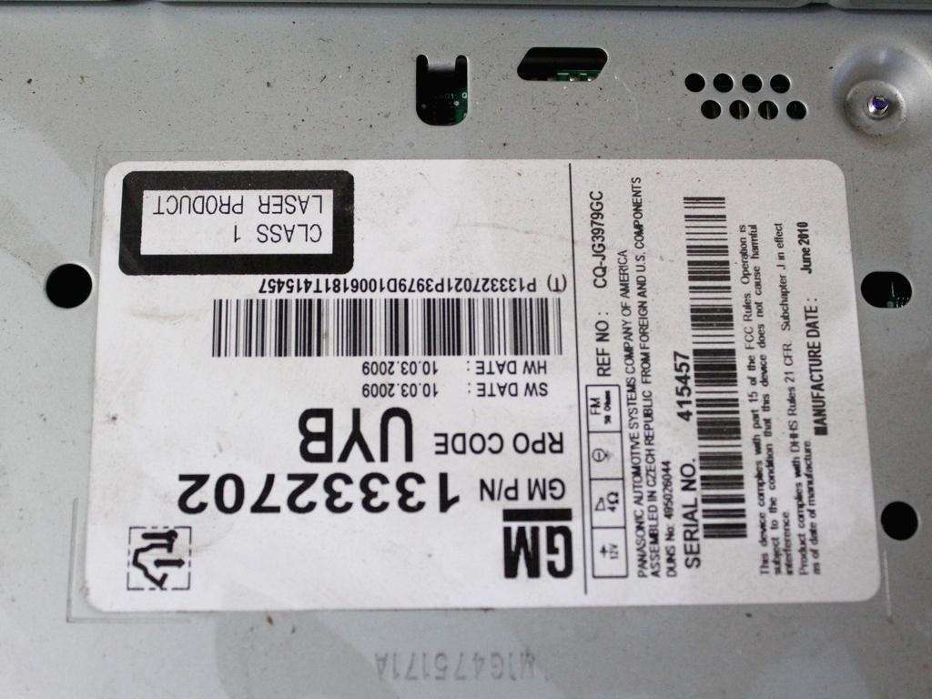 RADIO CD / OJACEVALNIK / IMETNIK HIFI OEM N. 13332702 ORIGINAL REZERVNI DEL OPEL INSIGNIA A G09 (2008 - 2017)DIESEL LETNIK 2010