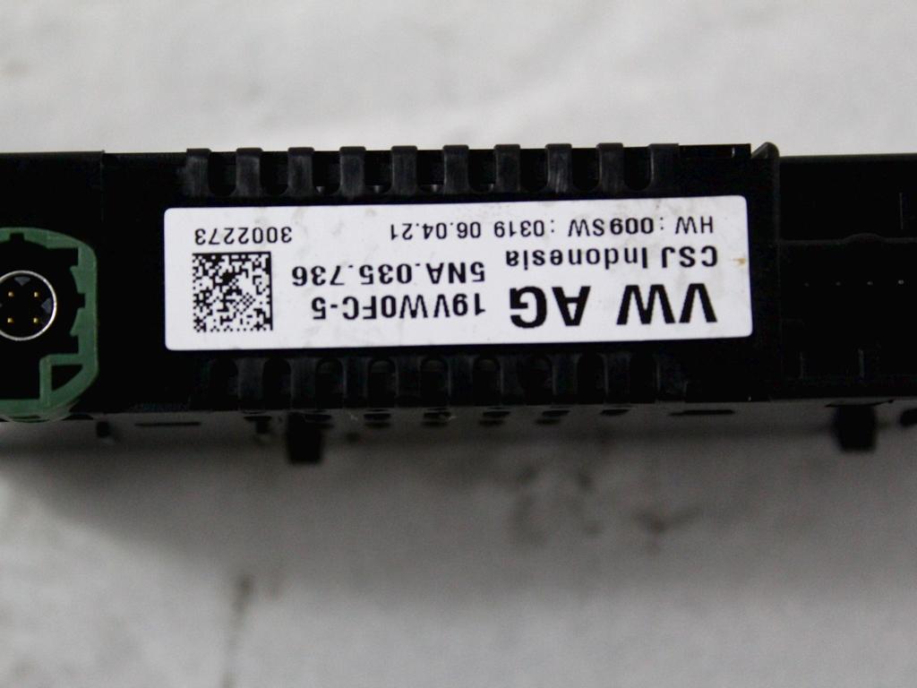 USB / AUX OEM N. 5NA035736 ORIGINAL REZERVNI DEL VOLKSWAGEN GOLF VIII CD1 MK8 (DAL 2019)DIESEL LETNIK 2021